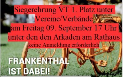Siegerehrung Stadtradeln VT 1. Platz unter  Vereine/Verbände Fr 09.09.22 17:00 Uhr